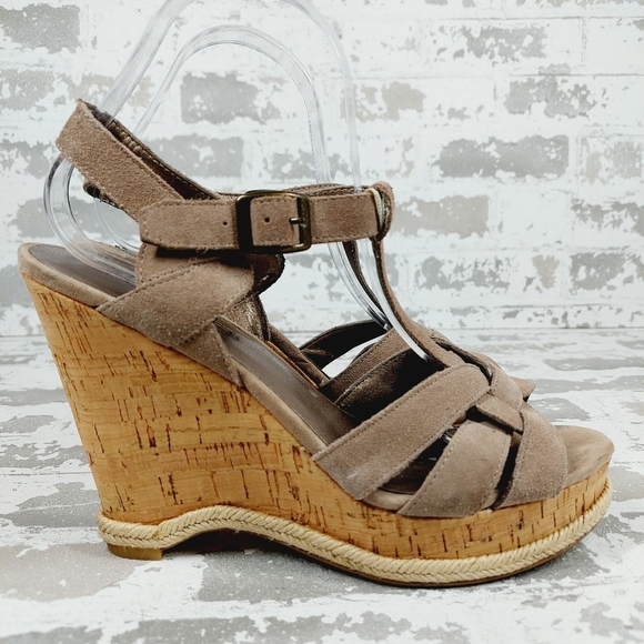 Moda Brown Leather Slip On Buckle Ankle Strap Wedge Platform Summer Sandals C239 - Picture 5 of 15
